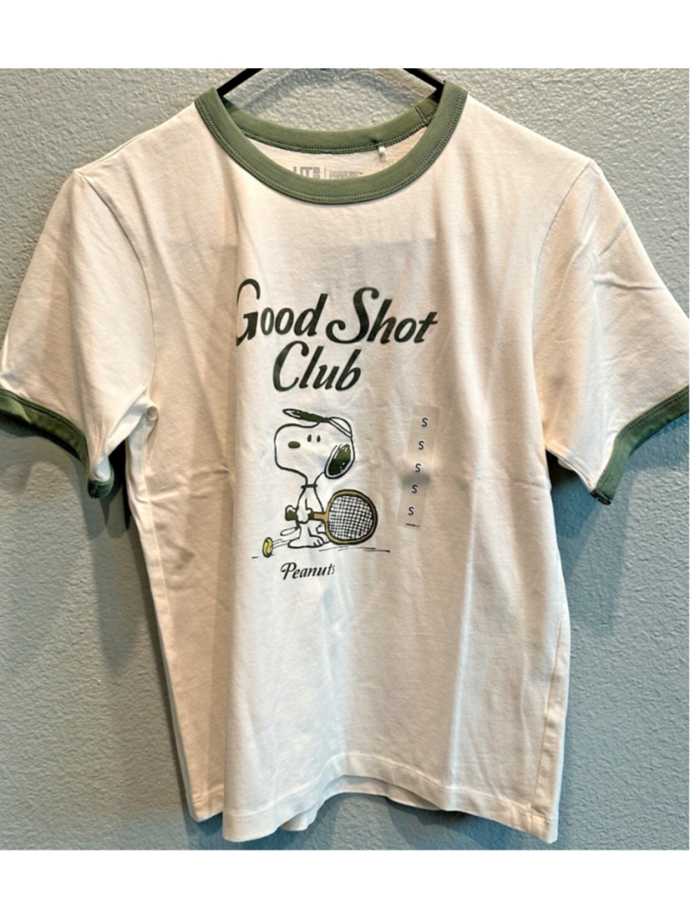 US seller- CA-Uniqlo x Peanut Sports Club White Green JP Tee embroidered 468610